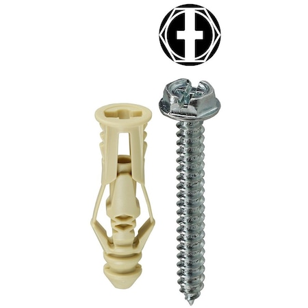 Dottie Triple-Grip Screw Anchor, 1-3/16" L, Nylon TG6KHX